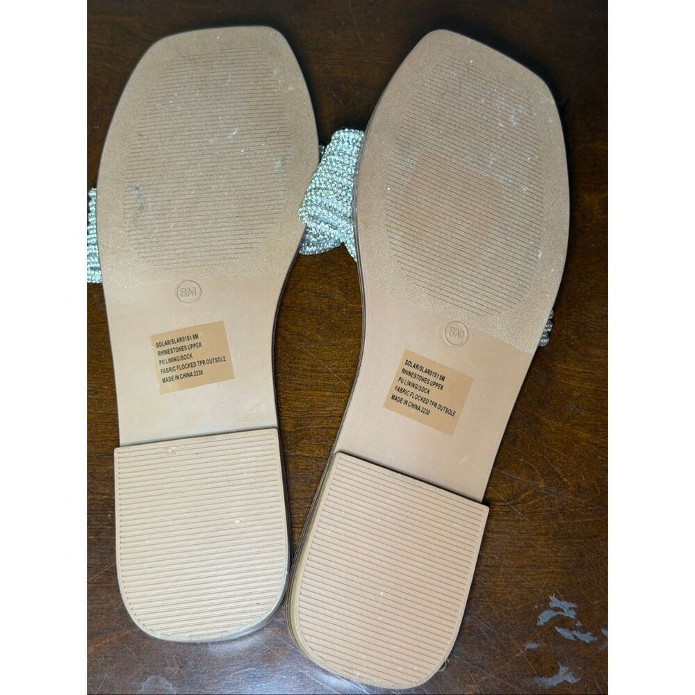 Steve Madden bling silver rhinestone knot detail slide on sandals 8 - Picture 5 of 5